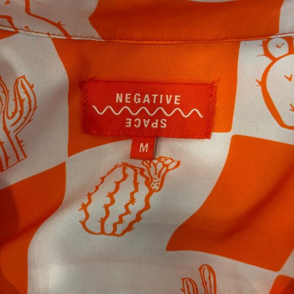 NEGATIVE SPACE Mens Short Sleeve Shirt Shorts Set Checked Cactus Orange White M - Picture 11 of 11